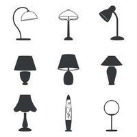 conjunto de iconos aislados en una lámpara de escritorio temática vector