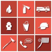 Set of isolated icons on a theme firefighter vector