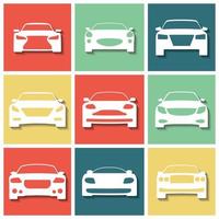 Set oc icons on a theme cars with shadows vector