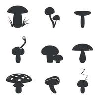 Set of icons on a theme mushrooms vector