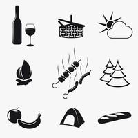 Set of isolated icons on a theme picnic vector