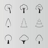 Set of cortoon icons on a theme trees, isolated vector