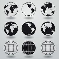 Set of isolated icons on a theme world with shadow vector