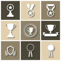 Set of icons on a theme awards, flat with shadow vector