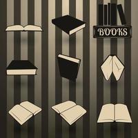 Set of icons on a theme books, flat with shadow vector