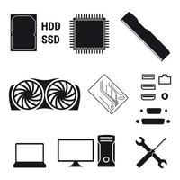 Set of isolated icons on a theme computer hardware vector