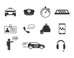 Set of isolated icons on a theme taxi vector
