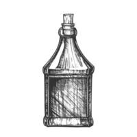 botella en blanco dibujada de whisky escocés con vector de tapa de corcho