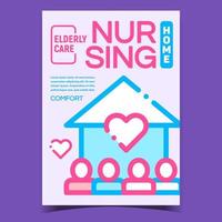 Home Nursing Elderly Care Promo Poster Vector