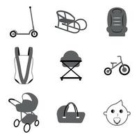 conjunto de iconos sobre los atributos de un tema para niños vector