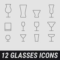 conjunto de iconos en un vaso temático en estilo minimalista vector