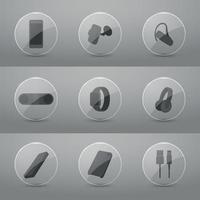 Set of icons on a theme Accessories for mobile phones glossy with shadow vector