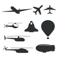 Set of isolated icons on a theme aircraft vector