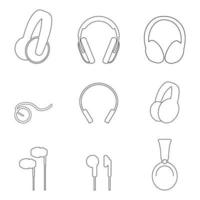 Set of isolated icons on a theme headphones vector