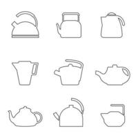 Set of isolated simple icons on a theme kettles vector