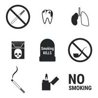 conjunto de iconos islated sobre un tema de no fumar vector