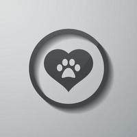 ilustración sobre el tema del amor por los animales con sombra y resplandor vector