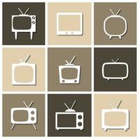 Set of icons on a theme tv, flat with shadow vector