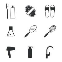 Set of isolated icons on a theme bathroom objects vector