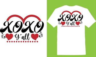 xoxo yall camiseta del día de san valentín vector