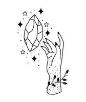 hand with quartz surreal astrology vector