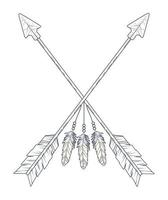 arrows with feathers boho vector