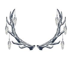 deer horns boho style vector
