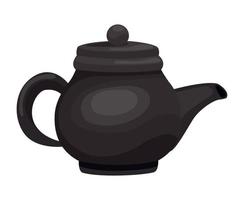 black teapot kitchen utensil vector