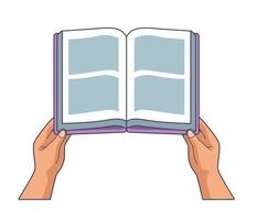 manos con biblioteca de libros vector