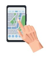 hand using gps app vector