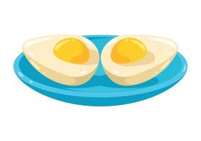 huevos cocidos en plato vector