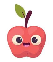 fresh apple kawaii vector