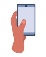 hand with smartphone device vector