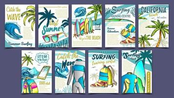 Wetsuits, Ocean Wave And Seaweed Set Banner Vector