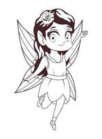 fairy with rose colorless vector