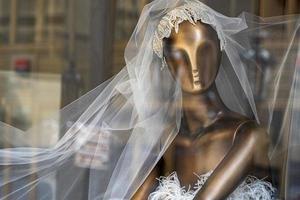 modern bride white dress mannequin photo