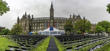 WASHINGTON, USA - MAY 18 2019  Graduation stage outside georgetown university in washington dc photo