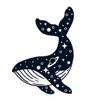 whale surreal astrology style vector