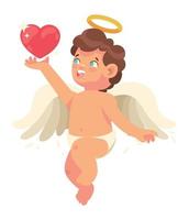 cupid angel lifting heart vector
