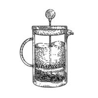 french press sketch hand drawn vector