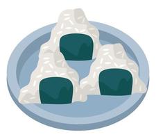 sushi onigiri en plato vector