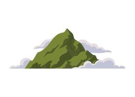 montaña verde con nubes vector