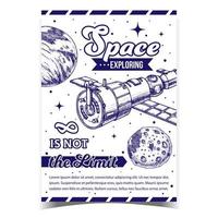 Space Exploring Satellite Advertise Poster Vector