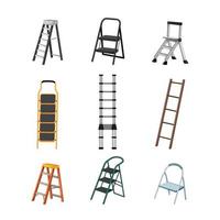 step ladder safety set cartoon vector illustration