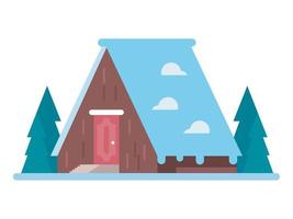 casa triangular con nieve vector