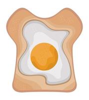egg fried in bread toast vector