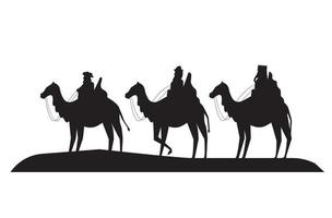 hombres sabios en siluetas de camellos