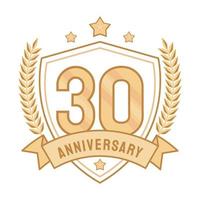 thirty anniversary golden badge vector