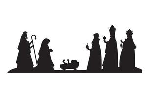 manger characters silhouettes vector
