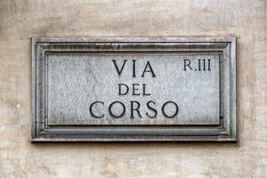 vía del corso, roma, calle, señal foto